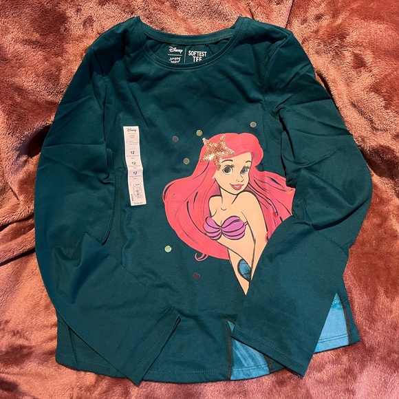 Disney Kids Ariel Green Long Sleeve Tee - Picture 1 of 4